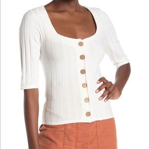 NWT Free People Central Park Top In White Size XS
